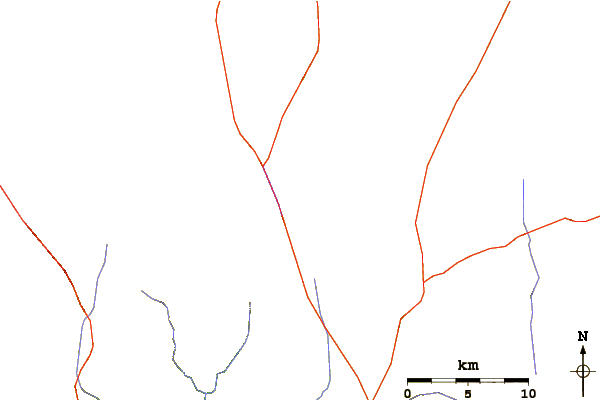 Roads and rivers around Robledo (volcano)