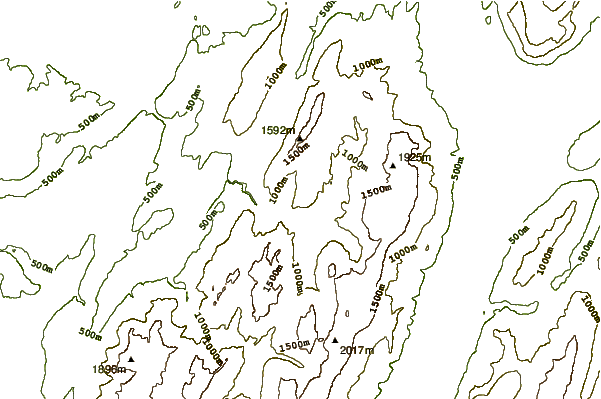 Mountain peaks around Roche Veyrand