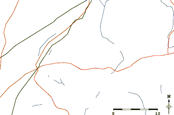 Roads and rivers around Rollins Mountain