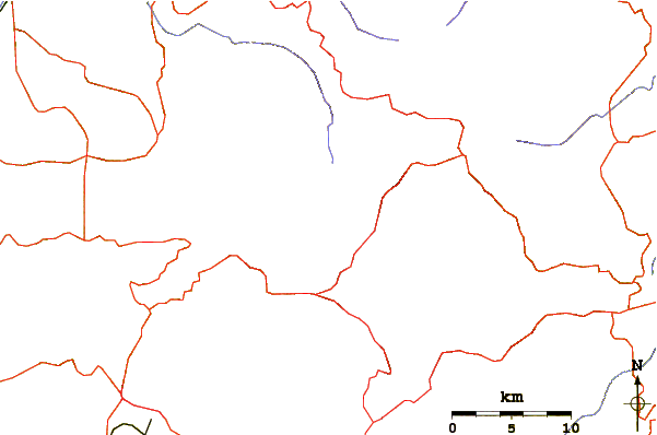 Roads and rivers around Romeral (volcano)