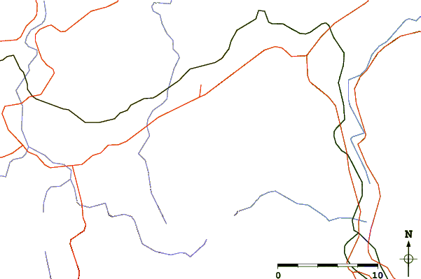 Roads and rivers around Roques de Benet