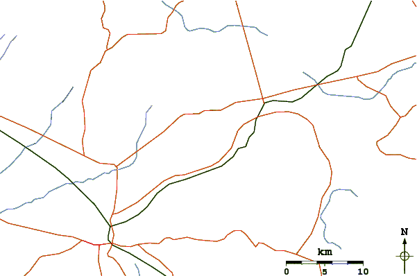 Roads and rivers around Rota (volcano)