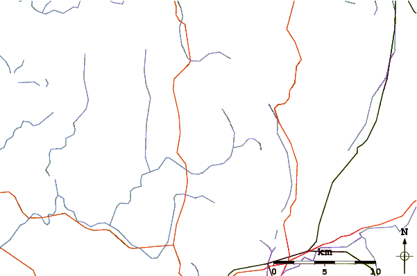 Roads and rivers around Rounds Mountain