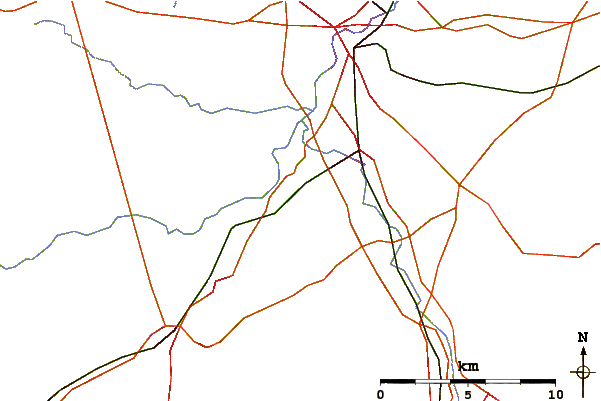 Roads and rivers around Rowley's Hill