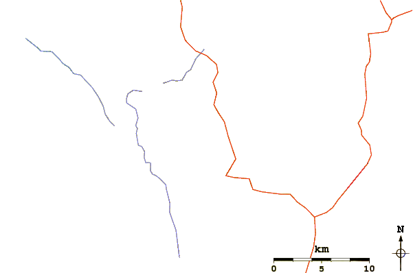 Roads and rivers around Rubicon Peak