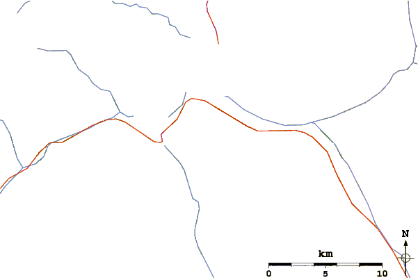 Roads and rivers around Ruby Mountain