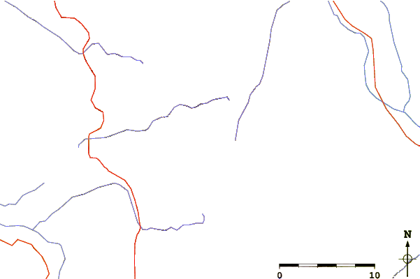 Roads and rivers around Ruby Peak (California)