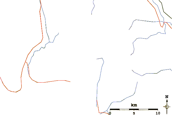 Roads and rivers around Rugged Mountain