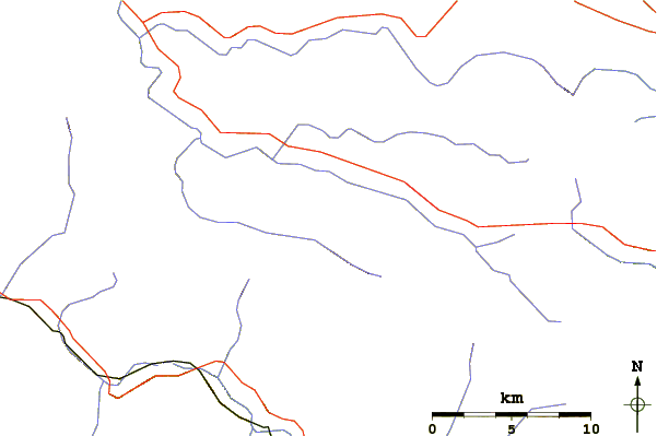 Roads and rivers around Rusk Mountain