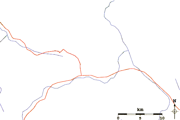 Roads and rivers around Ruy Mountain