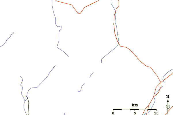 Roads and rivers around Saddleback Mountain (Keene, New York)