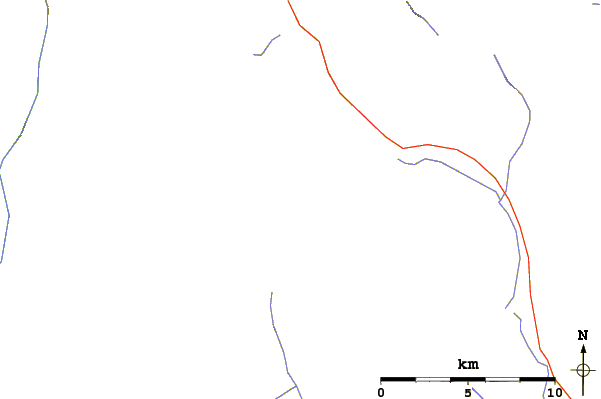 Roads and rivers around Saint Nicholas Peak (Canada)