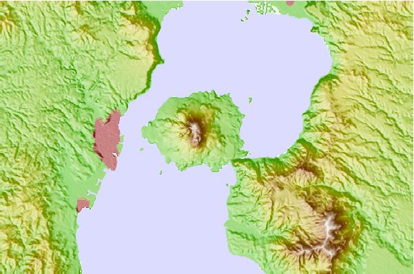 Surf breaks located close to Sakura-jima