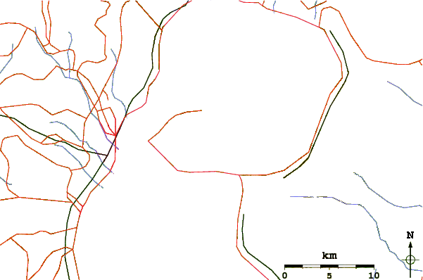 Roads and rivers around Sakura-jima