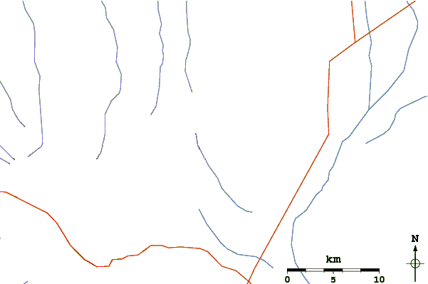 Roads and rivers around Salinas Peak