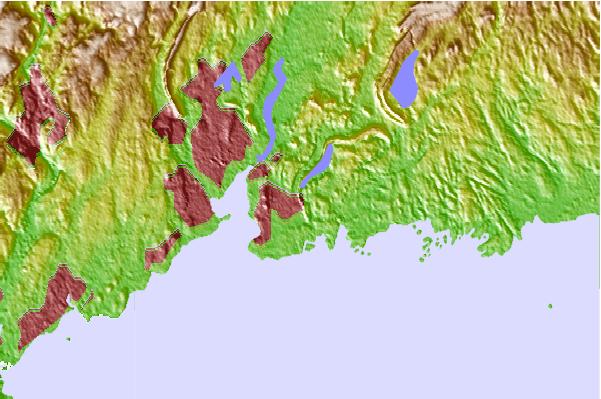 Surf breaks located close to Saltonstall Mountain