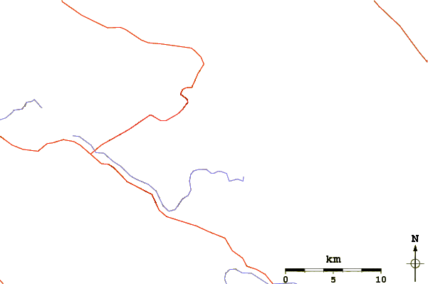 Roads and rivers around San Benito Mountain