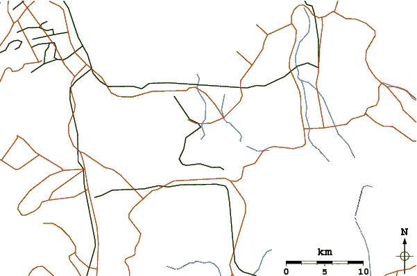 Roads and rivers around San Pablo Volcanic Field