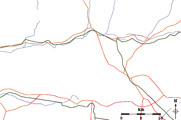 Roads and rivers around Sand Rock Peak (California)