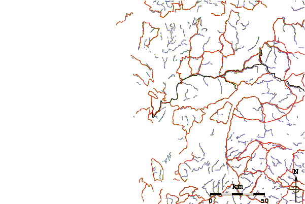 Roads and rivers around Sandviksfjellet