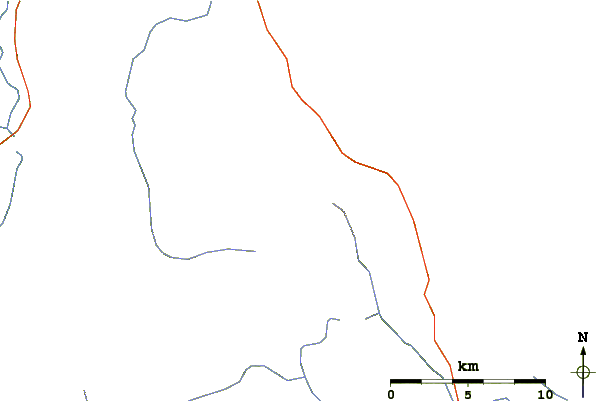 Roads and rivers around Sandy Bay Mountain