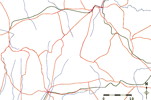 Roads and rivers around Santa Ana Volcano