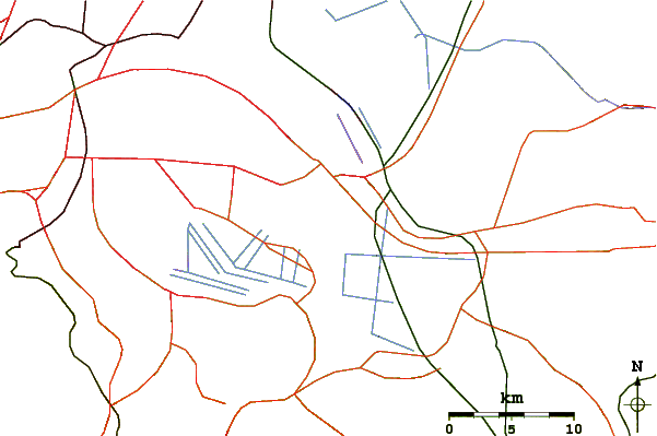 Roads and rivers around Santa Catarina Range