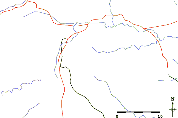 Roads and rivers around Santa Margarida Volcano