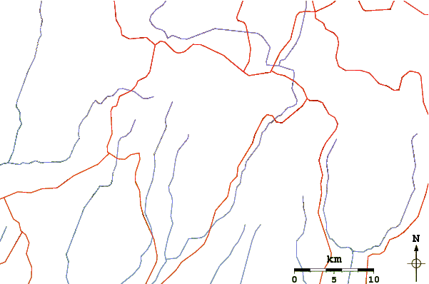 Roads and rivers around Santa María (volcano)