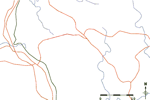 Roads and rivers around Sassafras Mountain