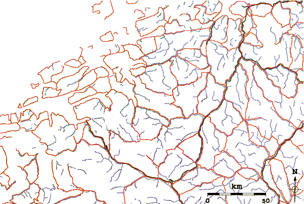 Roads and rivers around Såtbakkollen