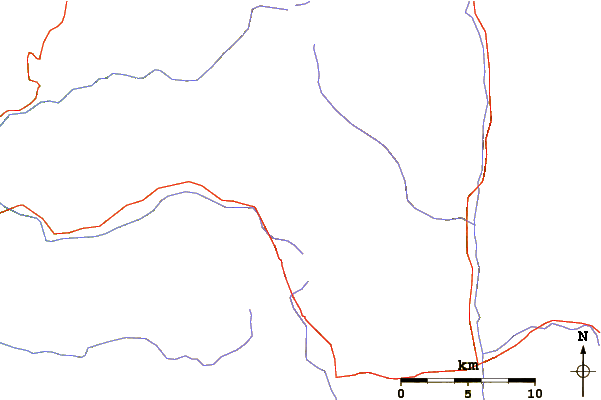 Roads and rivers around Sawtooth Peak