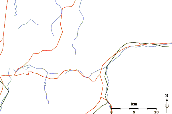 Roads and rivers around Schafberg (Jaun)