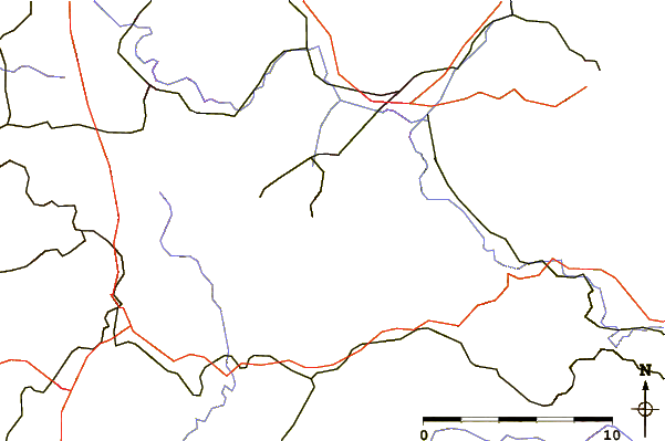 Roads and rivers around Scharfenstein (Lusatian Mountains)