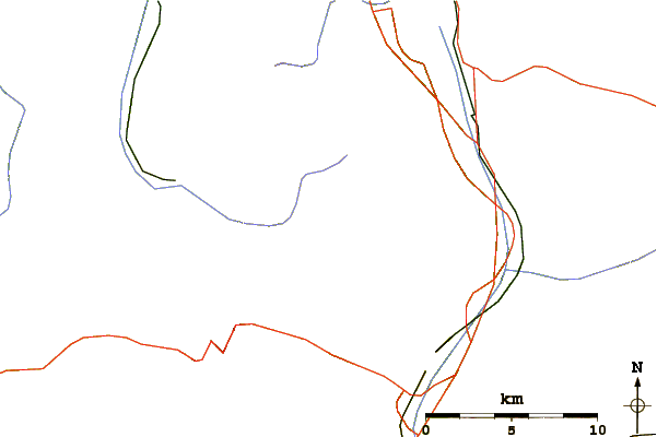 Roads and rivers around Schlossberg, Uri