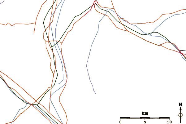 Roads and rivers around Schönberg (Liechtenstein)