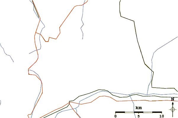 Roads and rivers around Schwarzhorn (Leukerbad)