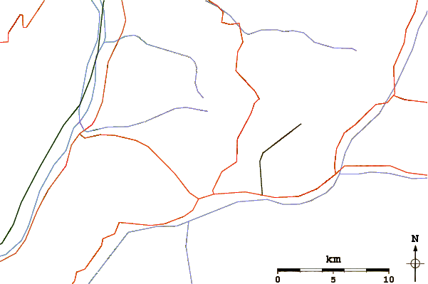 Roads and rivers around Schwarzhorn (South Tyrol)