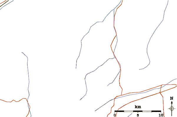 Roads and rivers around Schwarzhorn (Vals)