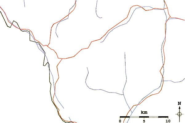 Roads and rivers around Scima da Saoseo