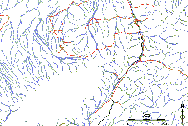 Roads and rivers around Scott Peak