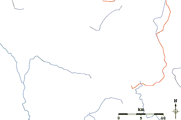 Roads and rivers around Secheron Peak