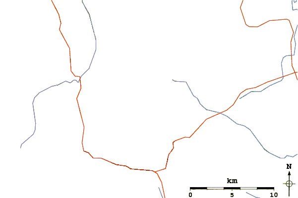 Roads and rivers around Sentinel Peak (Alberta)