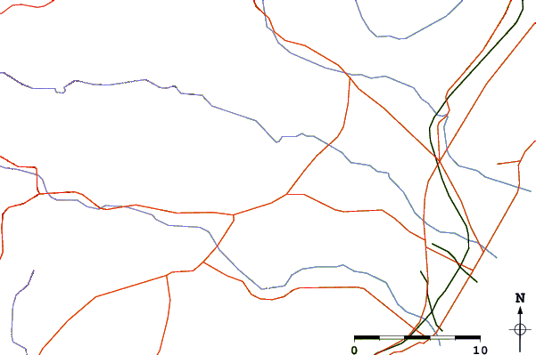 Roads and rivers around Serra de Sant Pere