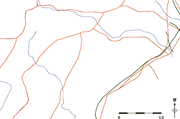 Roads and rivers around Serra de la Vall d'àngel