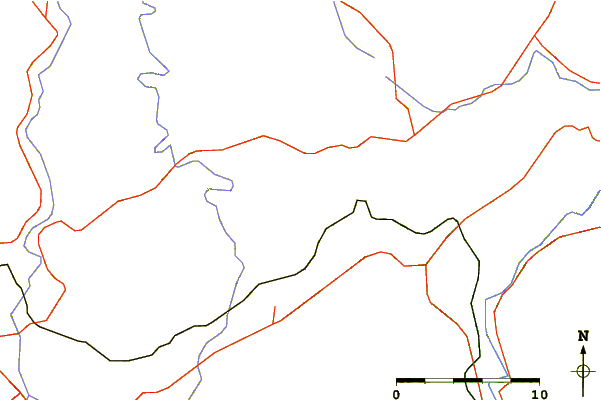 Roads and rivers around Serra dels Pesells