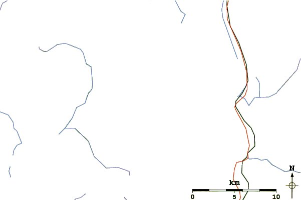 Roads and rivers around Serratus Mountain