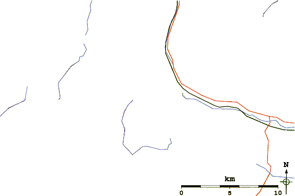 Roads and rivers around Sgairneach Mhòr