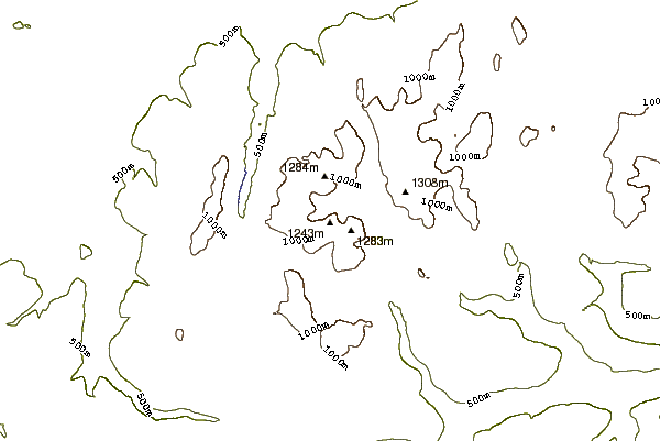 Mountain peaks around Sgor an Lochain Uaine