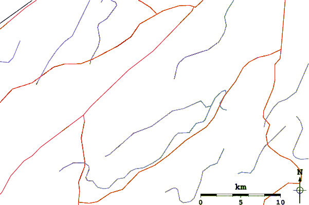 Roads and rivers around Sgurra Bhreac (Nova Scotia)